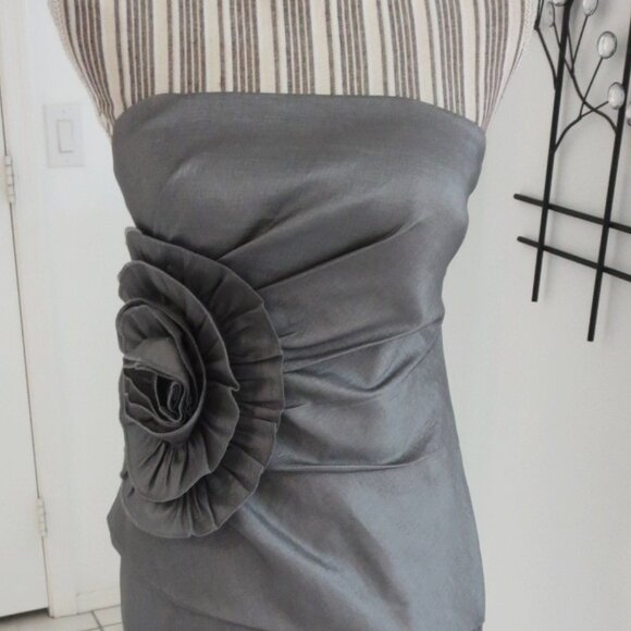 New Romeo And Juliet Strapless Silver Ruched Side Short Dress S Small NWT - Picture 2 of 11